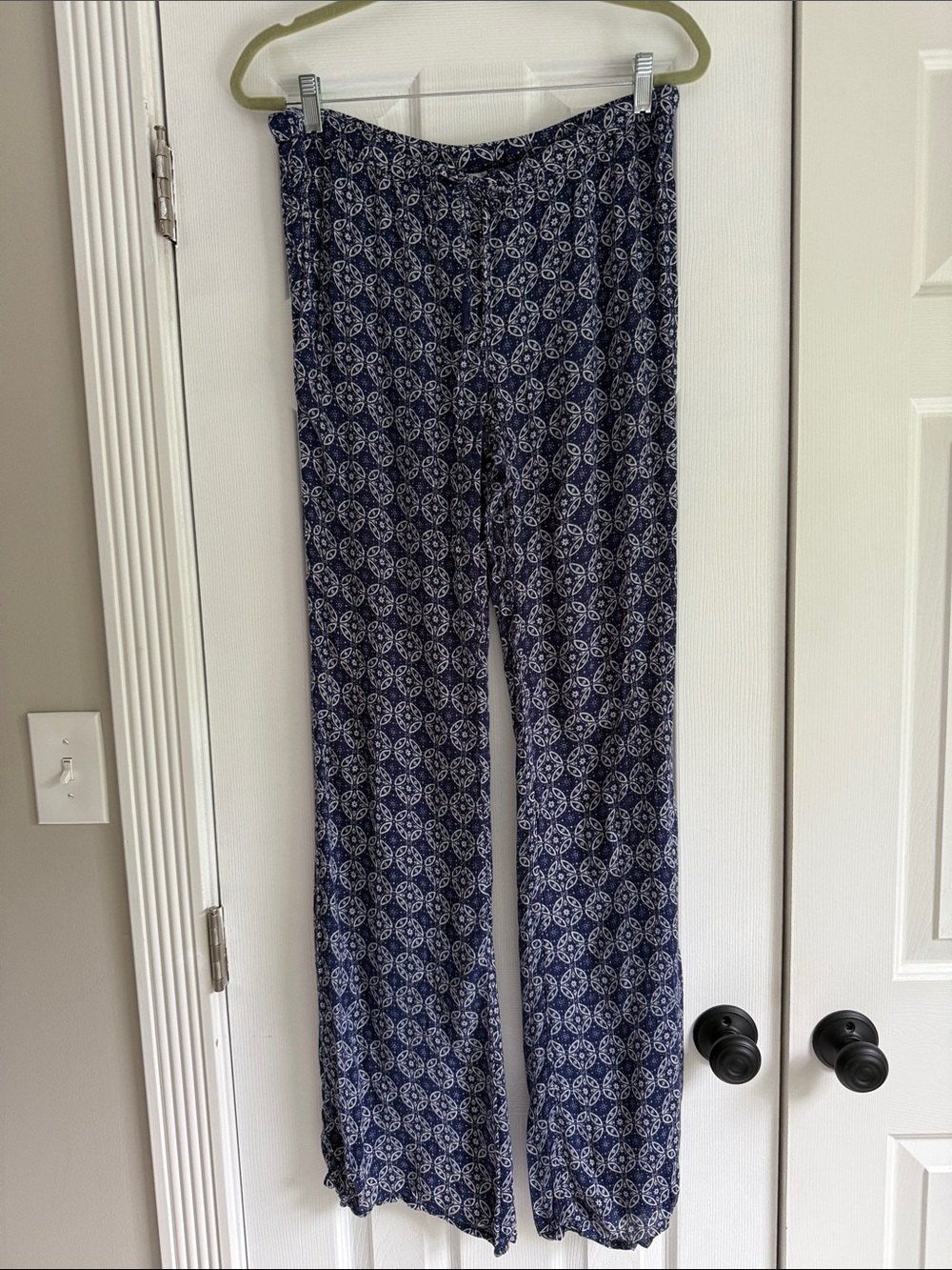 Divided Navy Blue Printed Wide-Leg Pants